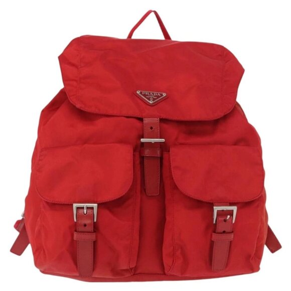 PRADA Backpack Nylon Red Silver Auth ar13819 main image 11